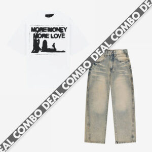 WET DREAM TEE WHITE + DISTINCTIVE DENIM WASHED MUD